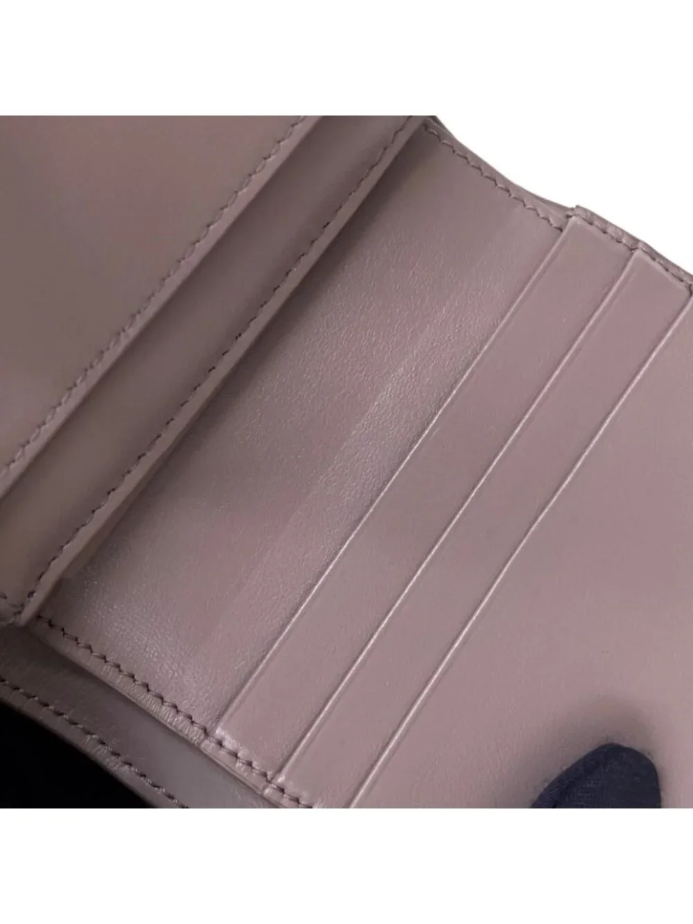 Celine Strap Wallet Leather Gray Bifold Gold